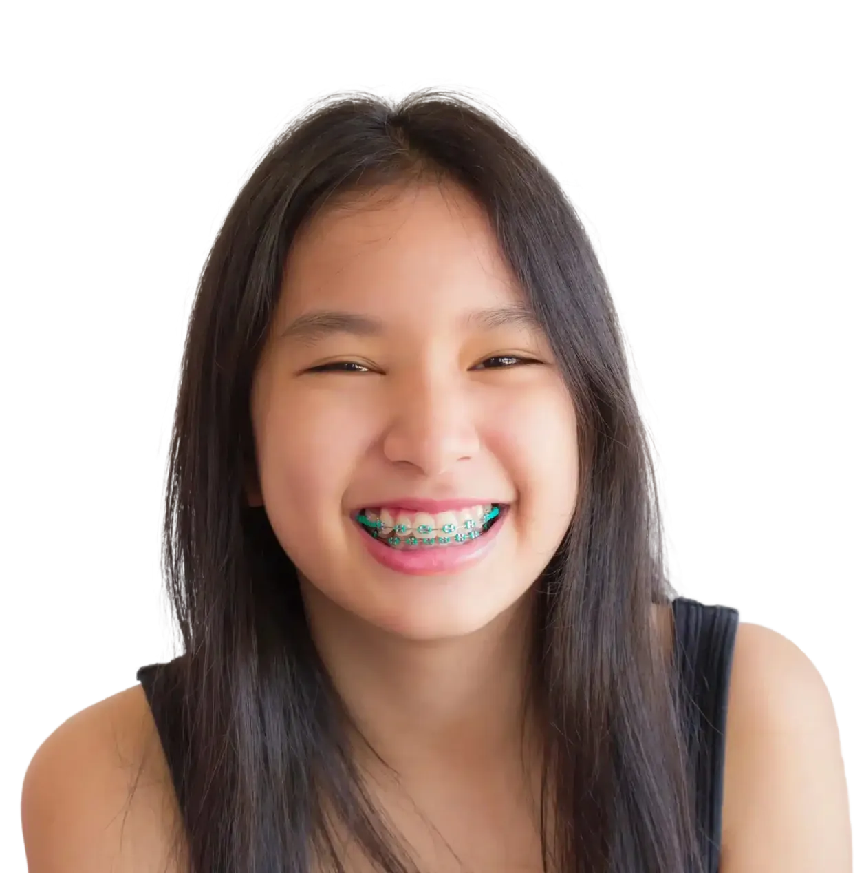 Smiling girl with braces